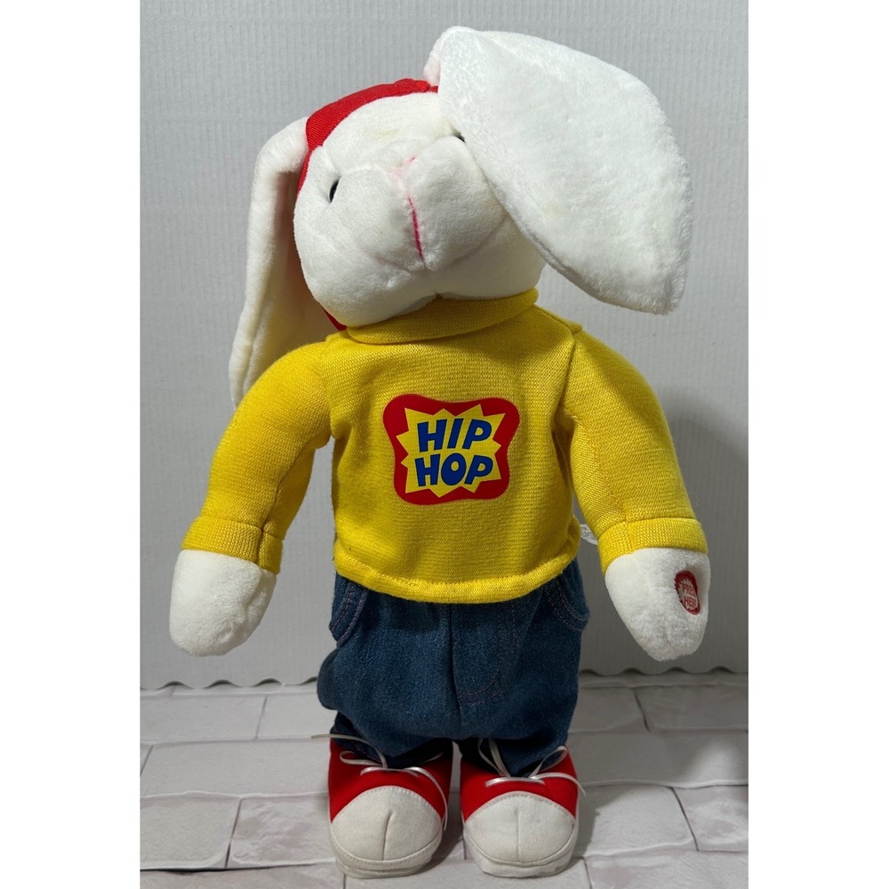 Avon 2002‎ Hip Hop Bunny Animated Plush Toy Vintage Y2K Rabbit Yellow Sweater